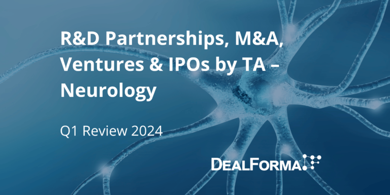 R&D Partnerships, M&A, Ventures & IPOs by TA – Neurology – Q1 Review 2024