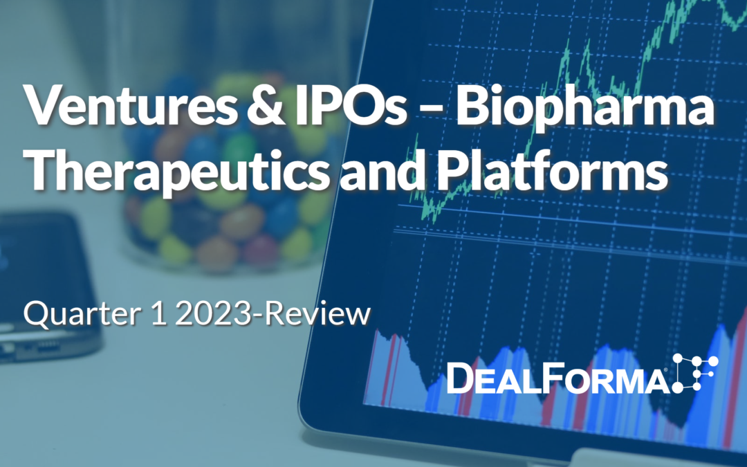 Biopharma Venture & IPOs – Therapeutics and Platforms: Q1 2023 Review